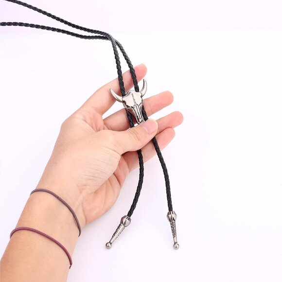Bolo Tie,Handmade Vintage Bolo Ties for Men Western Cowboy Leather Necktie with - Picture 6 of 6